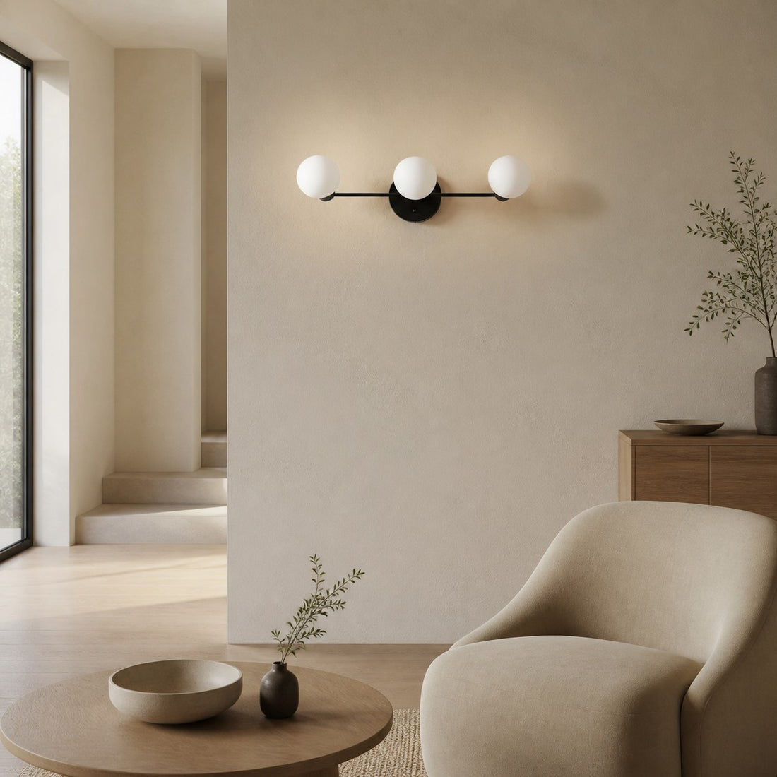 Glorica Glass Mid Century Modern Vanity Light - 3 Light Wall Fixture