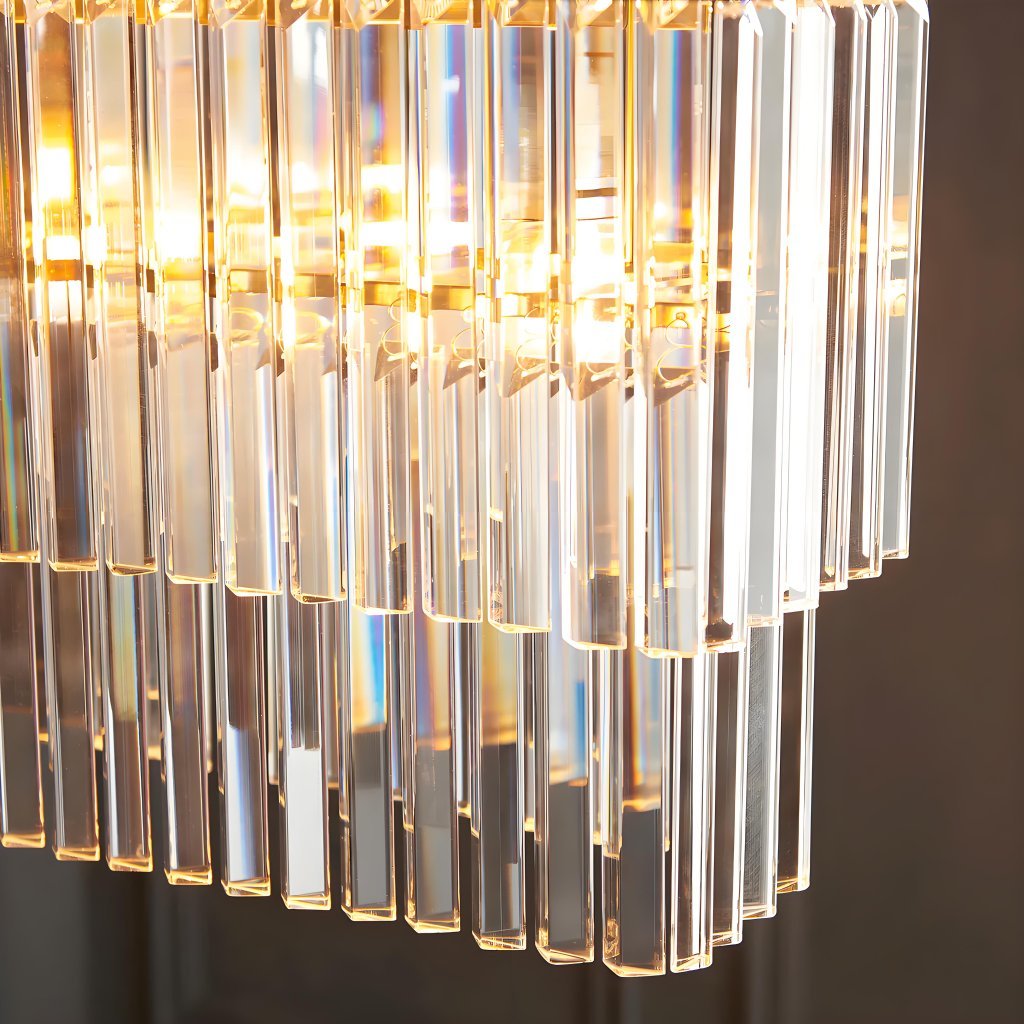 Vitralon Linear Pendant Lamp - Diamond-Shaped Glass Lampshade (Crystal-Clear) - Fits Living and Dining Rooms