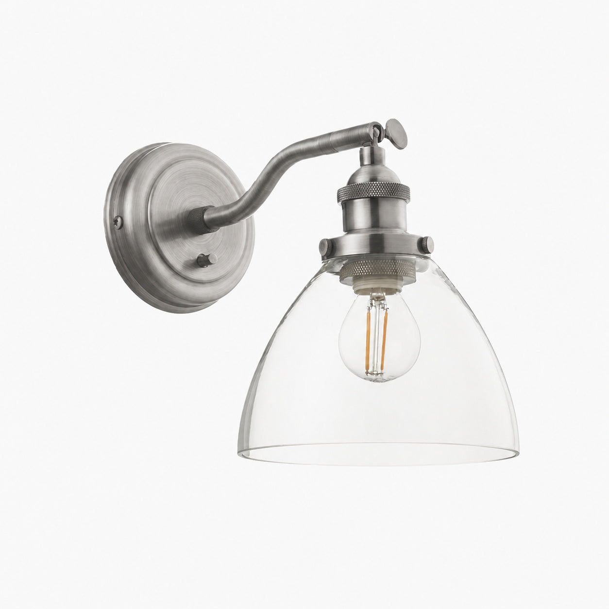 Novera Wall Light Collection – Glass Shade Finishes in Brass Silver Nickel Copper – Residential and Boutique Hospitality