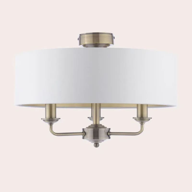 Matt Antique Brass 3 - Light Drum Light- Semi Flush Ceiling Light