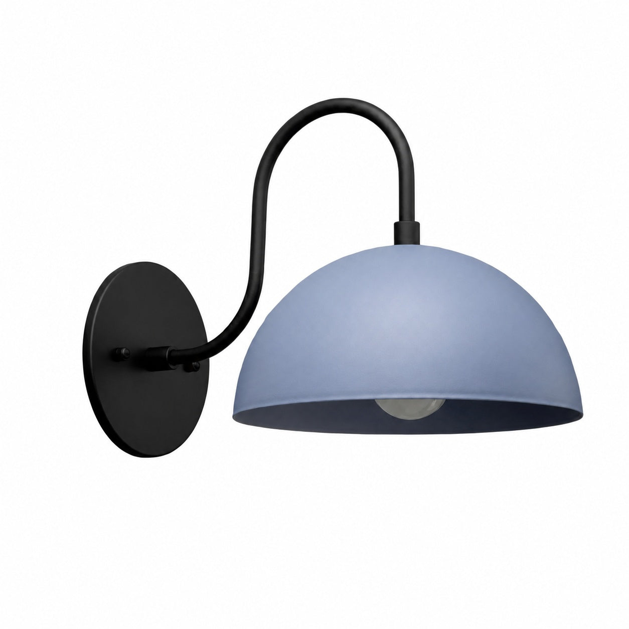 Curva Metal  Industrial Wall Sconce - Curved Brass Arm - Hammered Dome Light Fixture