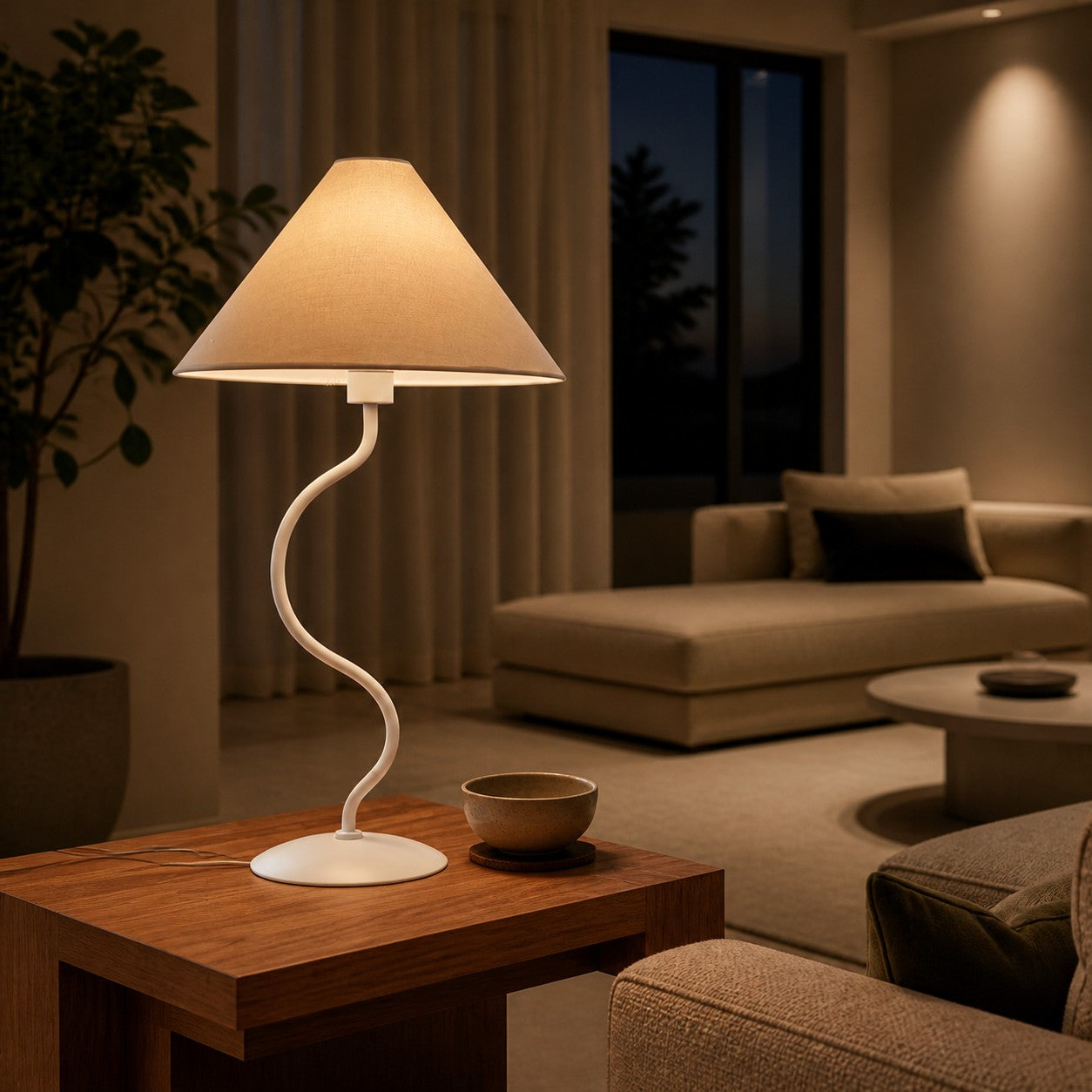 Rivlox Modern Geometric Fabric Table Lamp - Angled Zigzag Pattern for Office Lighting
