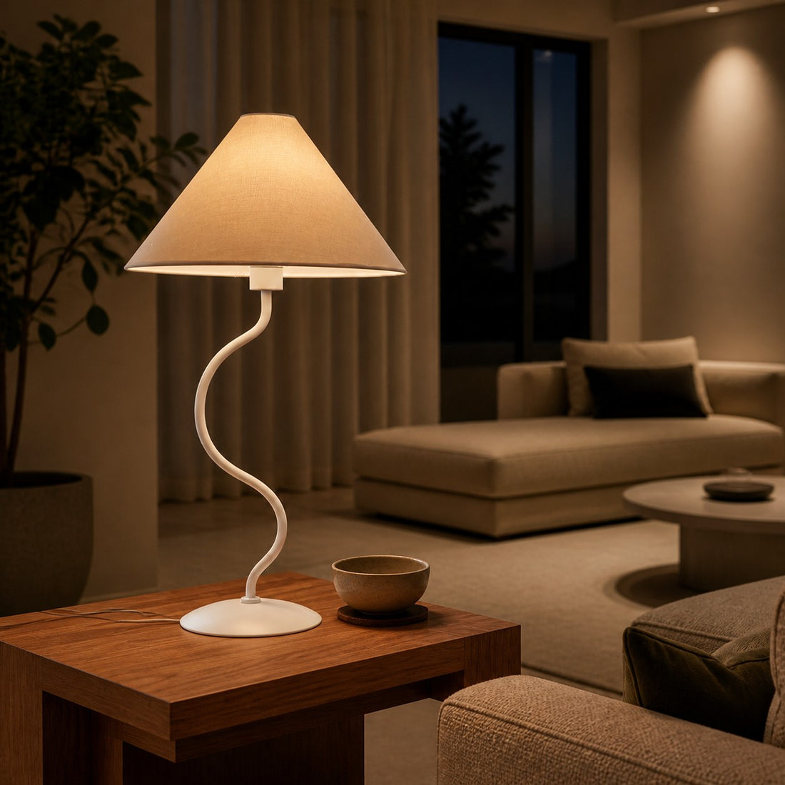 Rivlox Modern Geometric Fabric Table Lamp - Angled Zigzag Pattern for Office Lighting
