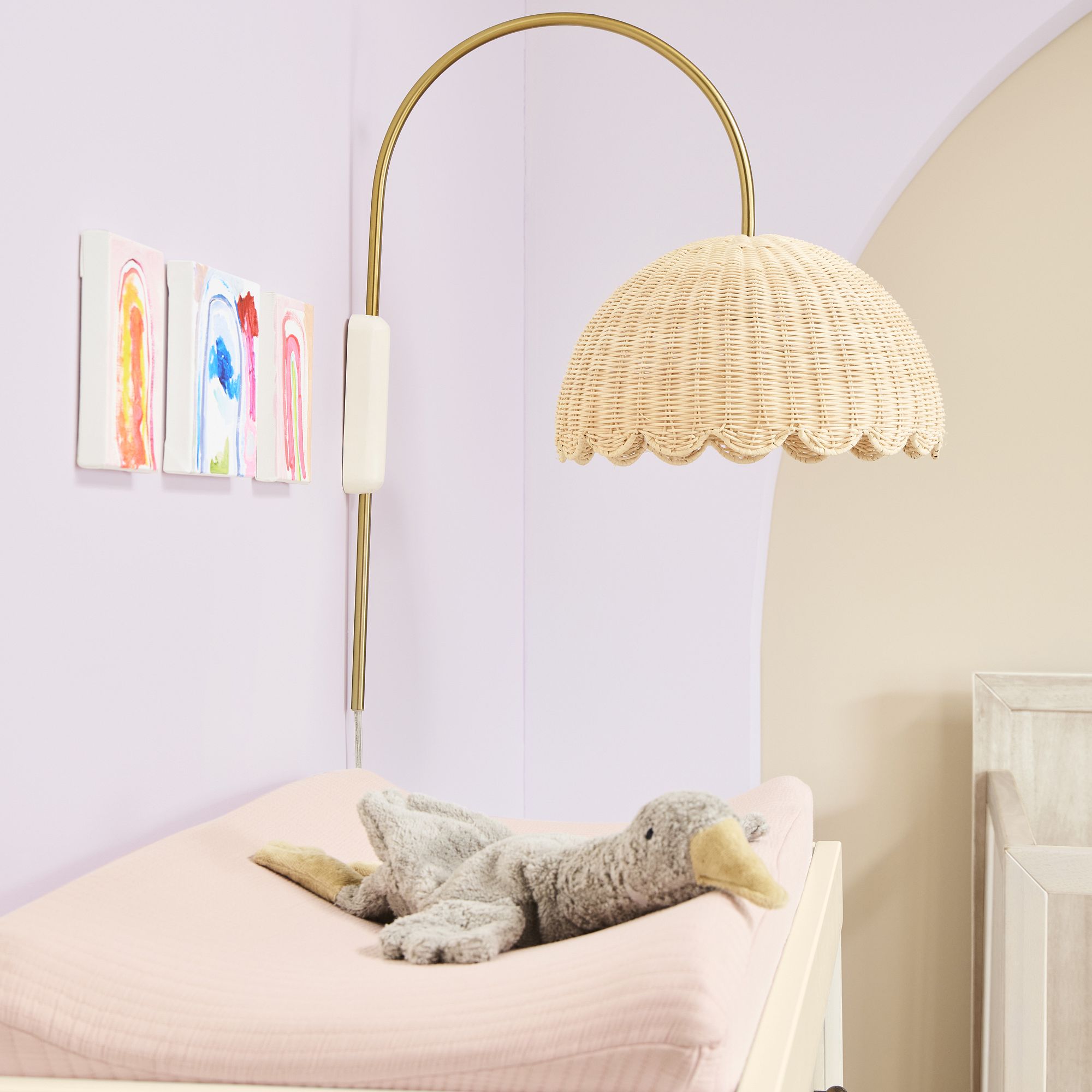 Olvara Scalloped Rattan Bubble Sconce - Whimsical Wall Lamp for Nurseries