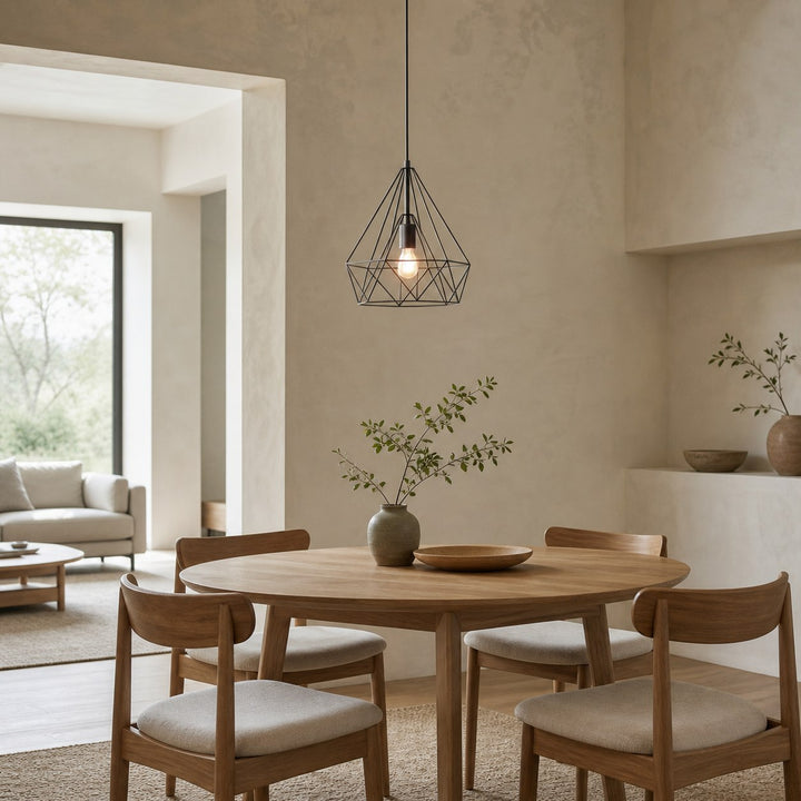 Skeletal Open Frame Pendant Light - Industrial Metal Pendant Lamp for Interior Lighting or Workspace
