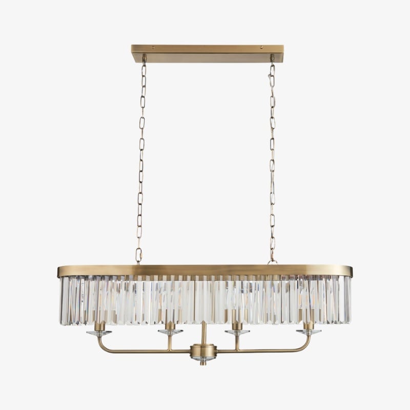 Beveline 4-Light Linear Ceiling Pendant With Cut Faceted Glass - Sleek Metal Frame For Dining