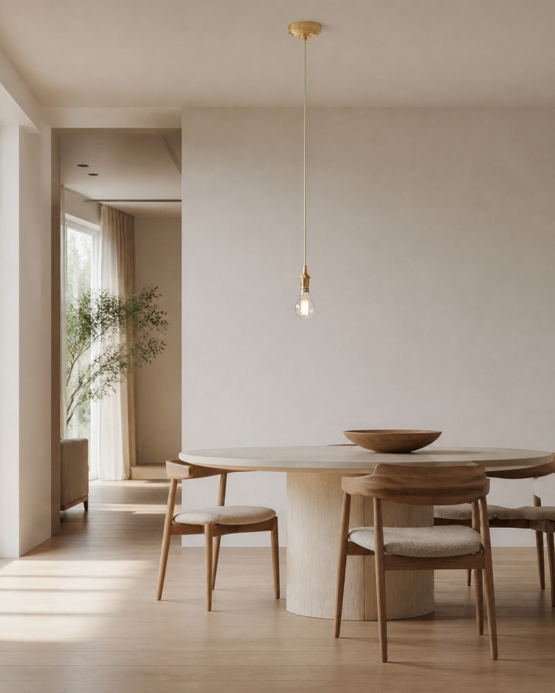 Plaitar Modern Brass Pendant Light - Minimalist Ceiling Fixture with Braided Cord for Hallways