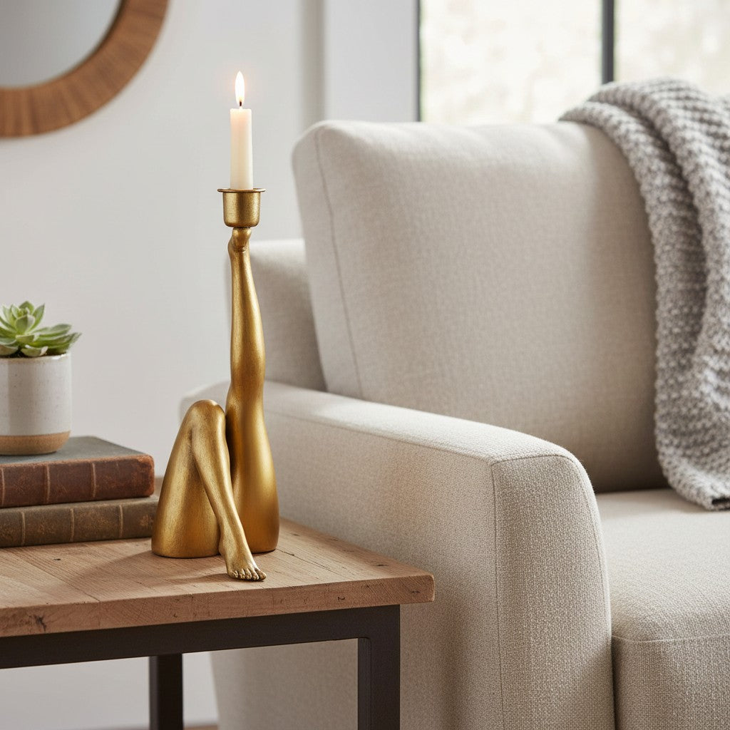 Kickra Modern Designer Candle Holder with Gold Leg-Inspired Base U22