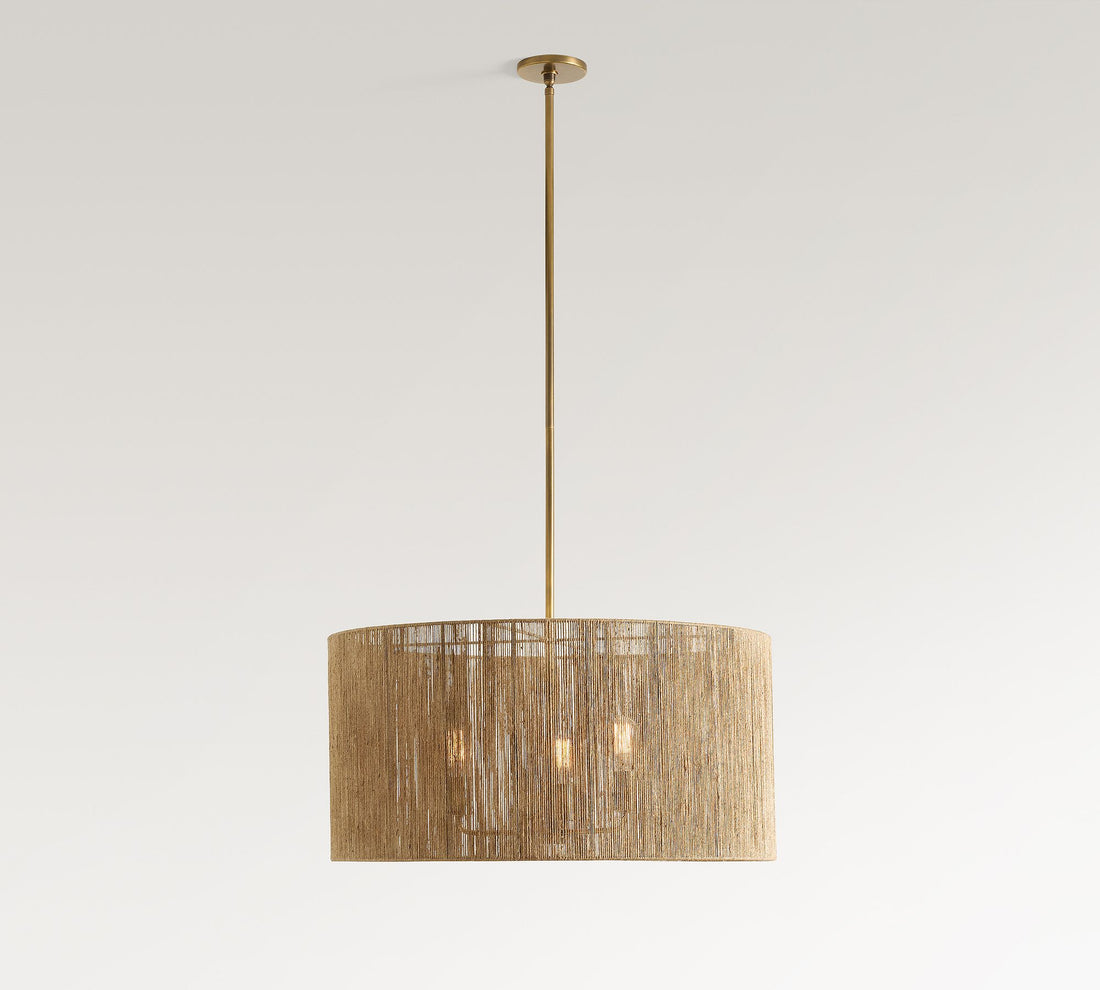 Dumora Antique Brass Drum Pendant Lamp - Farmhouse Style Lamp for Living Room