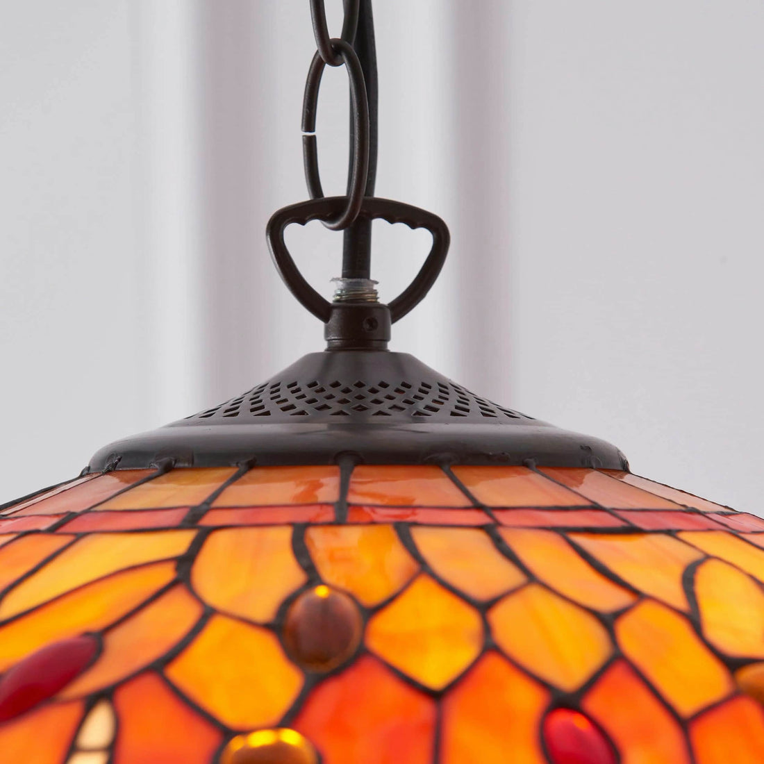 TF Dragonfly Blue Tiffany Pendant Light – Art Nouveau Stained Glass Pendant for Living