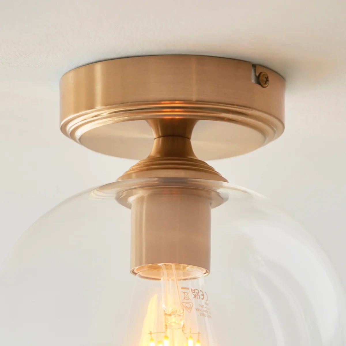 Brazara Dome Ceiling Light - Industrial Ribbed and Clear Glass for Living Room