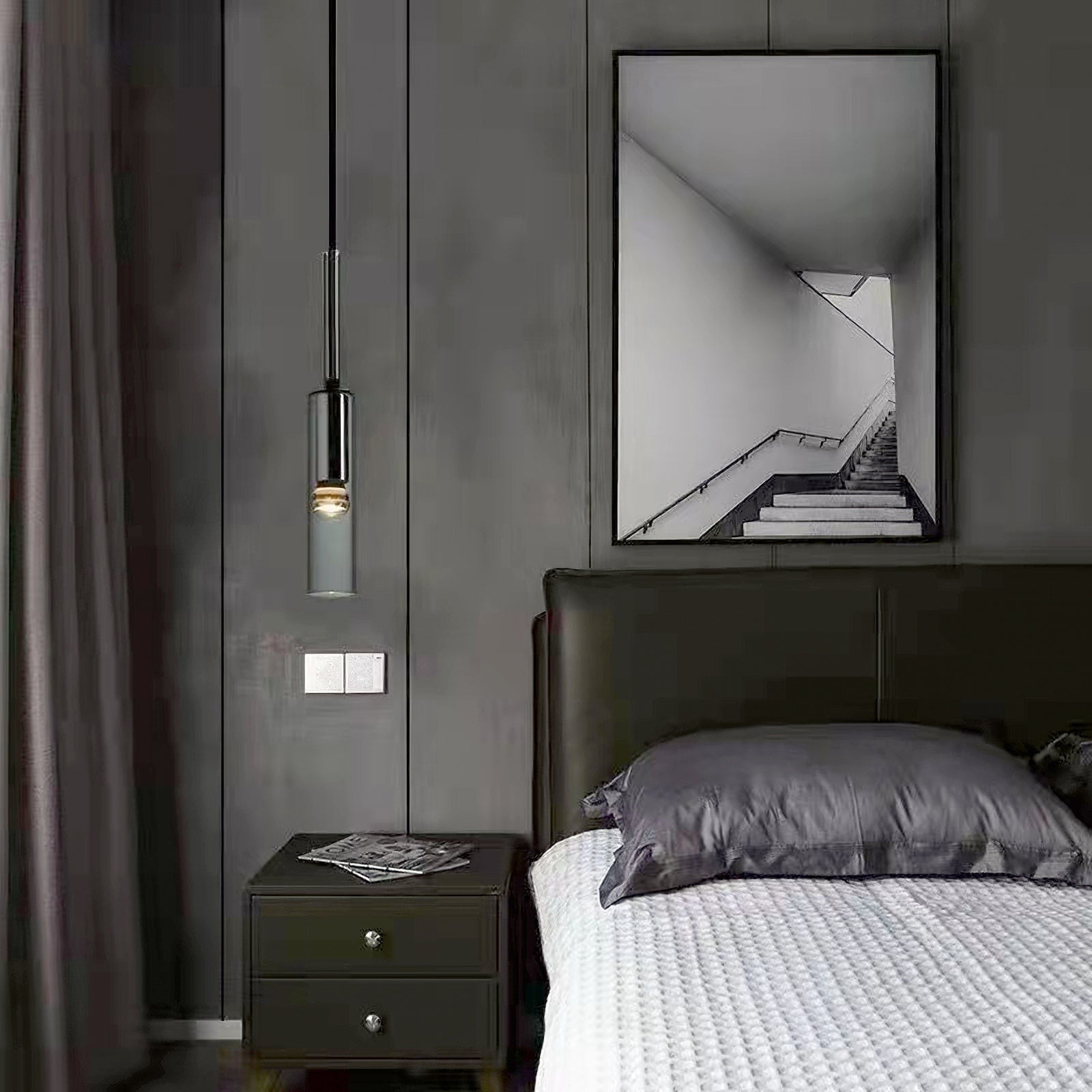 Modern Cylindrical Glass Pendant Light