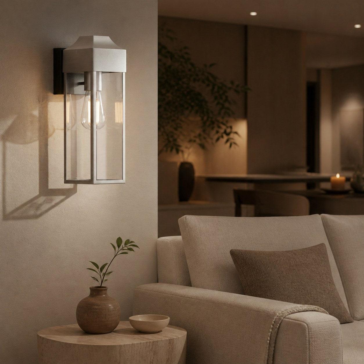 Georgon Exterior Wall Lantern Light – Clear Glass Shade, Classic Architectural Style for Outdoor Spaces