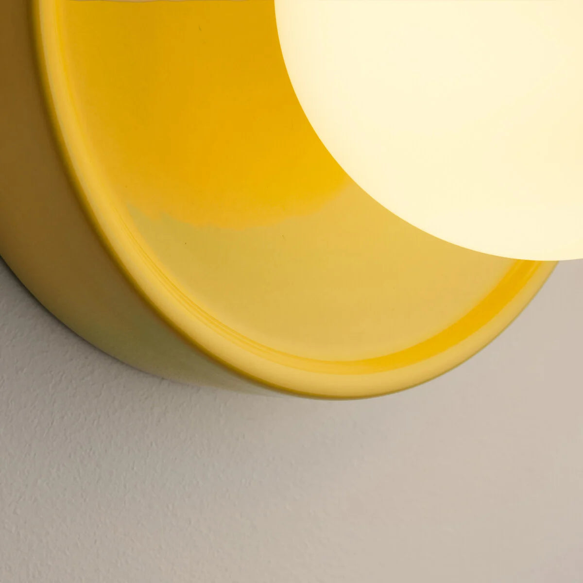 Solna Round Glass Wall Sconce with Ceramic Base-Minimalist Lighting for Bedroom or Hallway