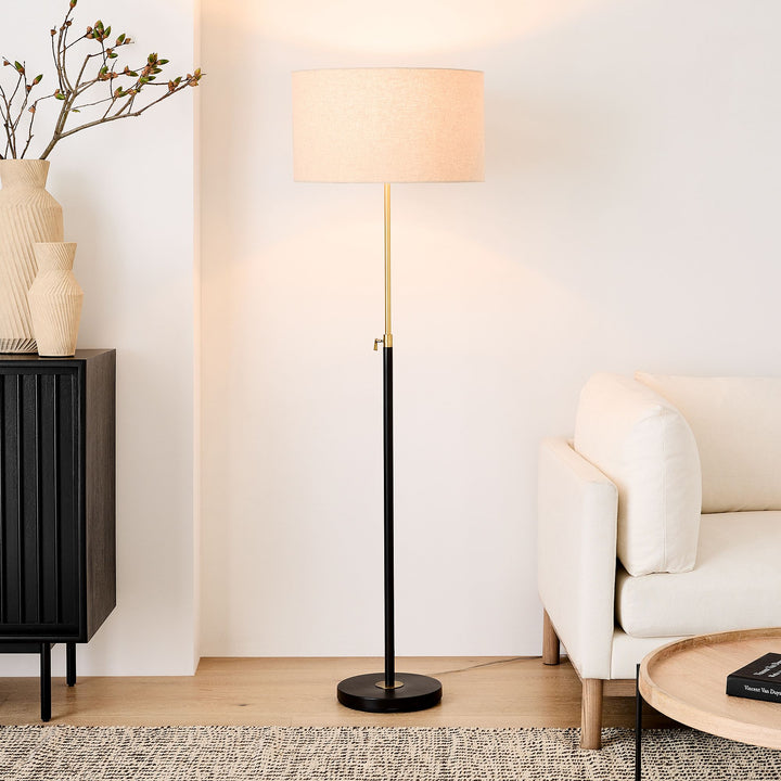 Mavora Adjustable Floor Lamp - Modern Telescoping Light with Linen Shade for Reading