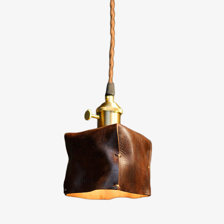 Hand-Shaped Leather Pendant Light