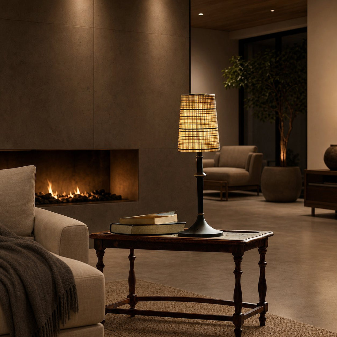 Devon Black Table Lamp (Built-in Battery)