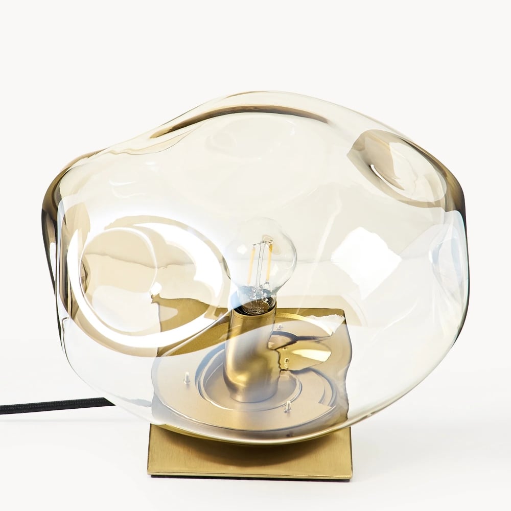 Glissora Glass Table Lamp – Soft Sculptural Glass Form for Living Room or Bedroom