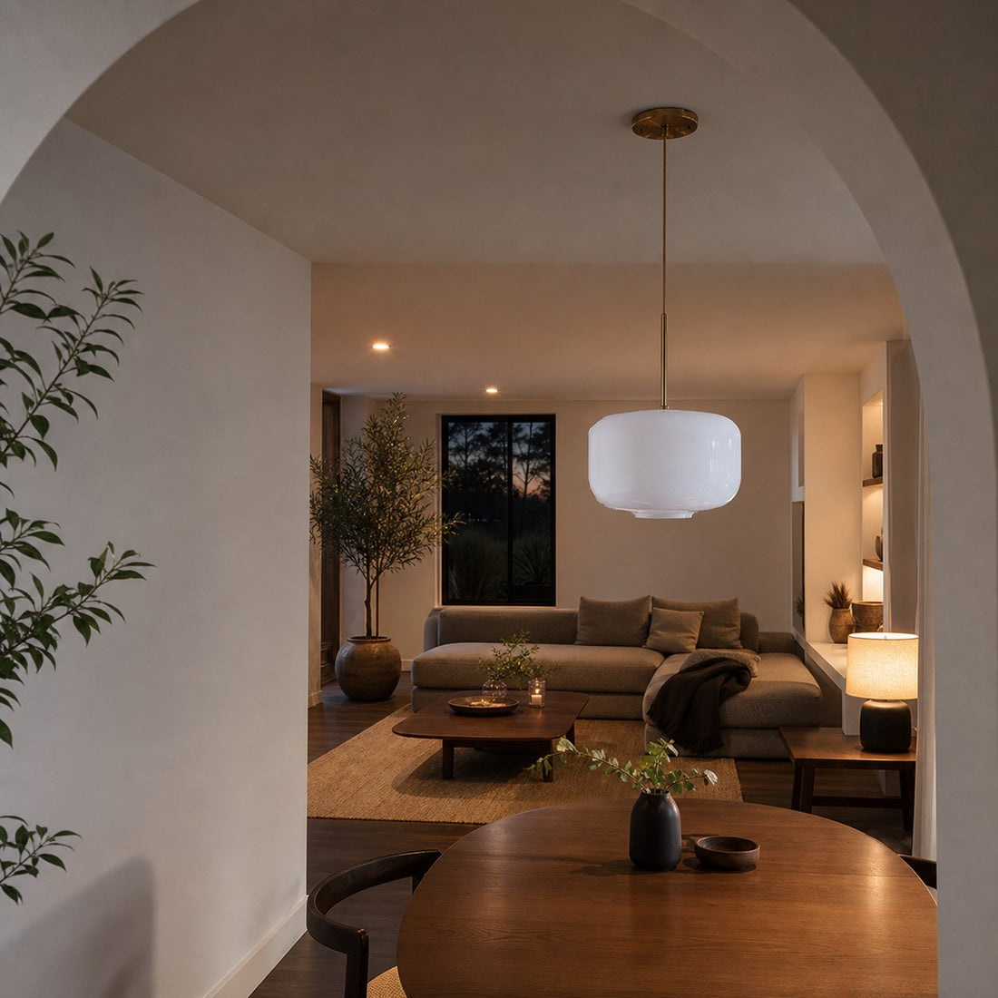 Lumivelle Pebble Pendant Light - Adjustable Glass Shade - Modern Lighting
