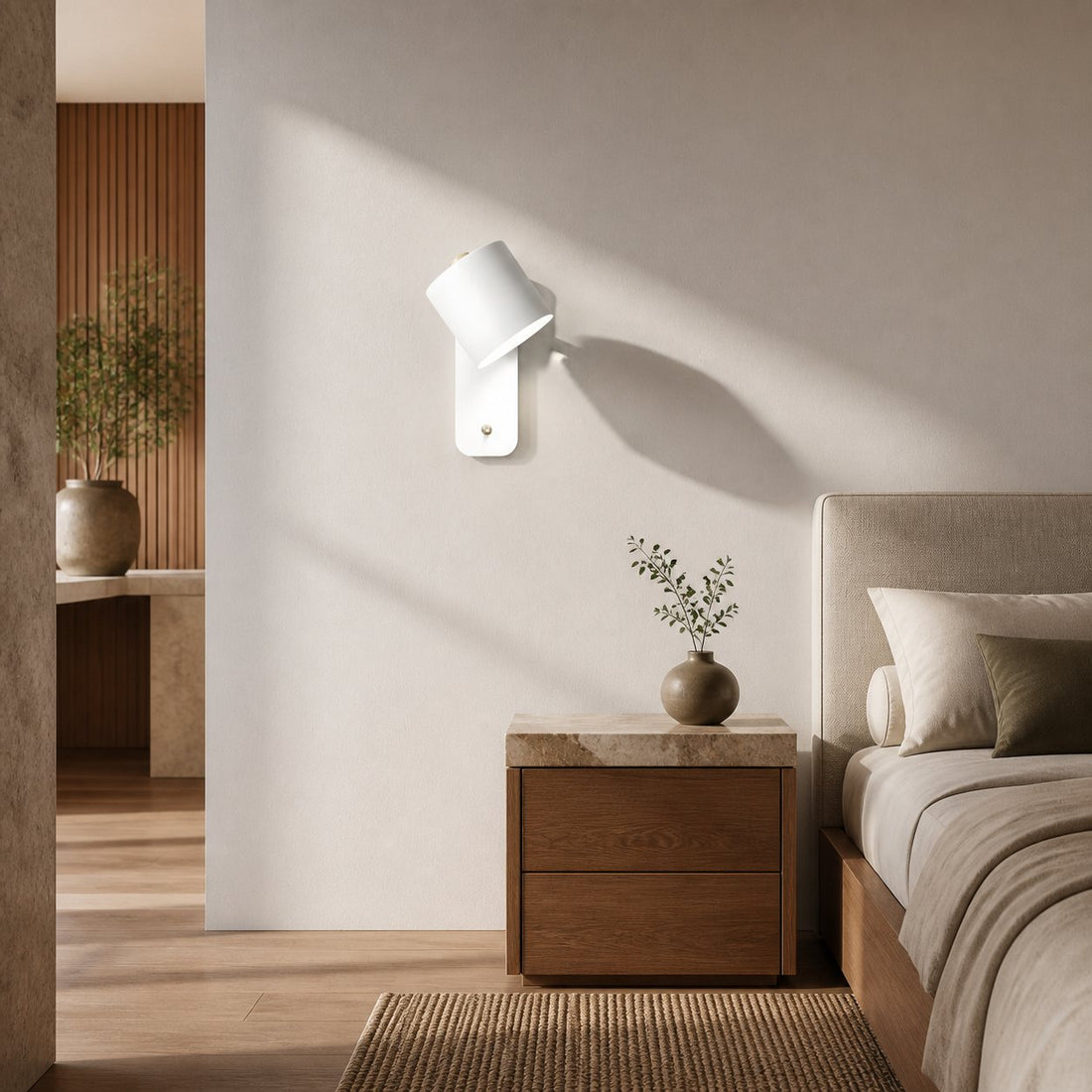 Volyne Adjustable Swivel Cylinder Wall Sconce - Minimalist Metal Wall Lamp for Bedroom and Reading Area