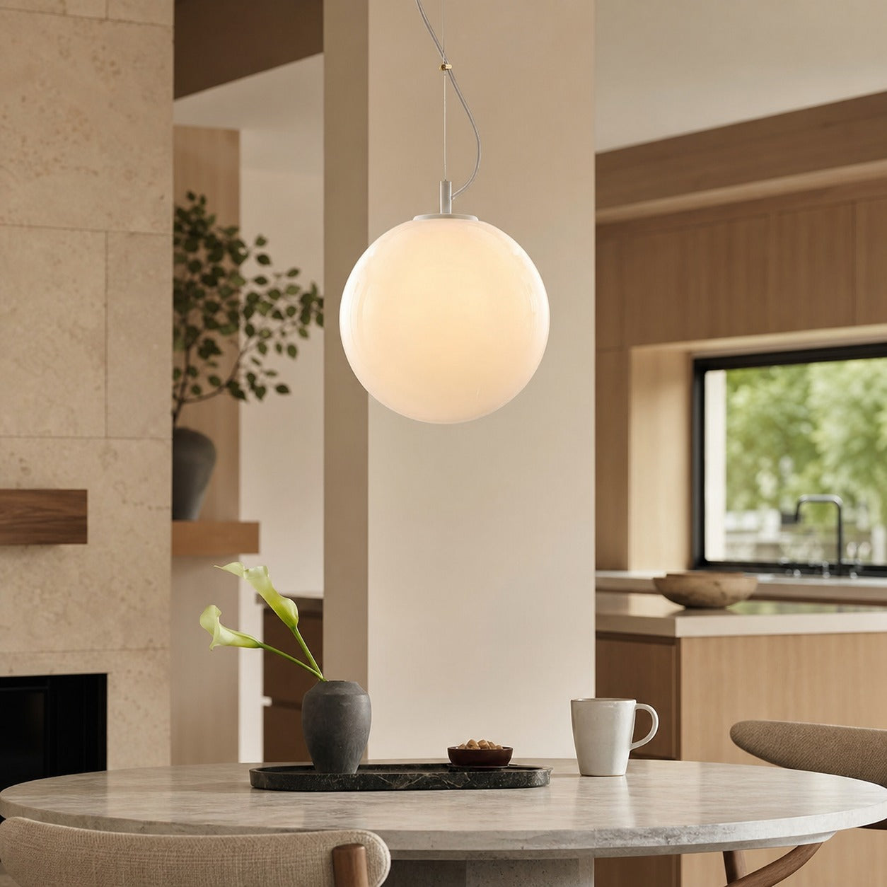Lumivelle Minimalist Glass Pendant – Adjustable Height Dimmable Design