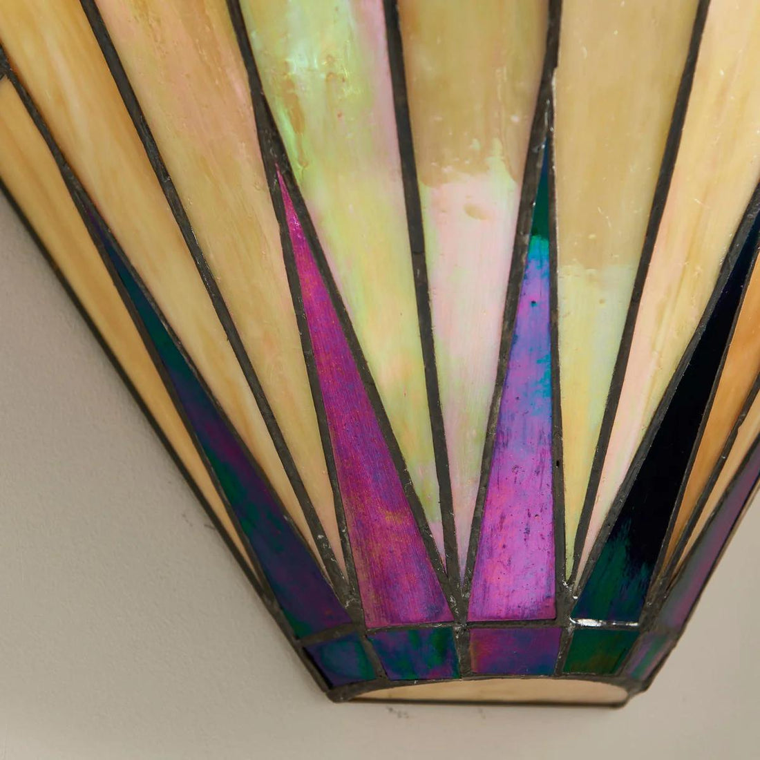 TF Dark Star Art Deco Star Tiffany Wall Sconce – Stained Glass Geometric Light for Hallway and Living Room