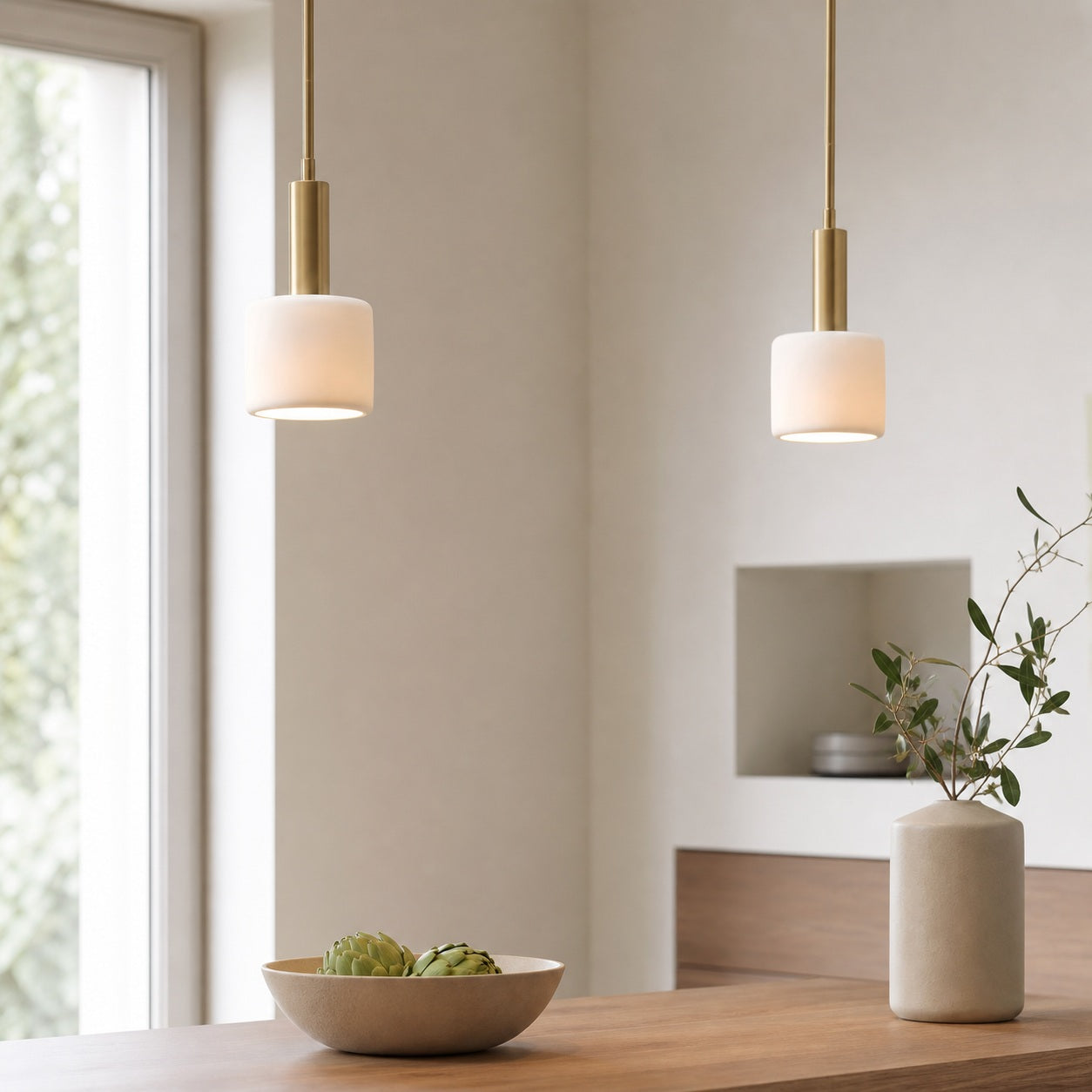 Cerova Modern Ivory Porcelain Pendant Light – Soft Organic Design for Kitchen Island