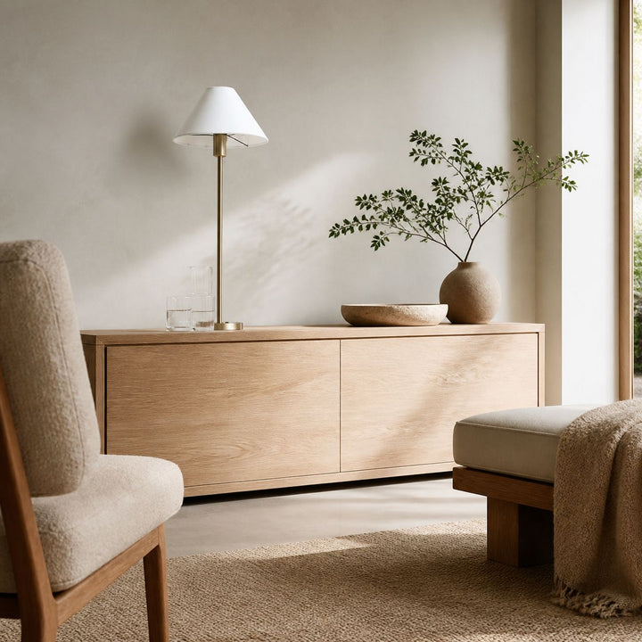 Diora Table & Floor Lamps - Linen Shade Modern Linear Style Sophisticated Accent