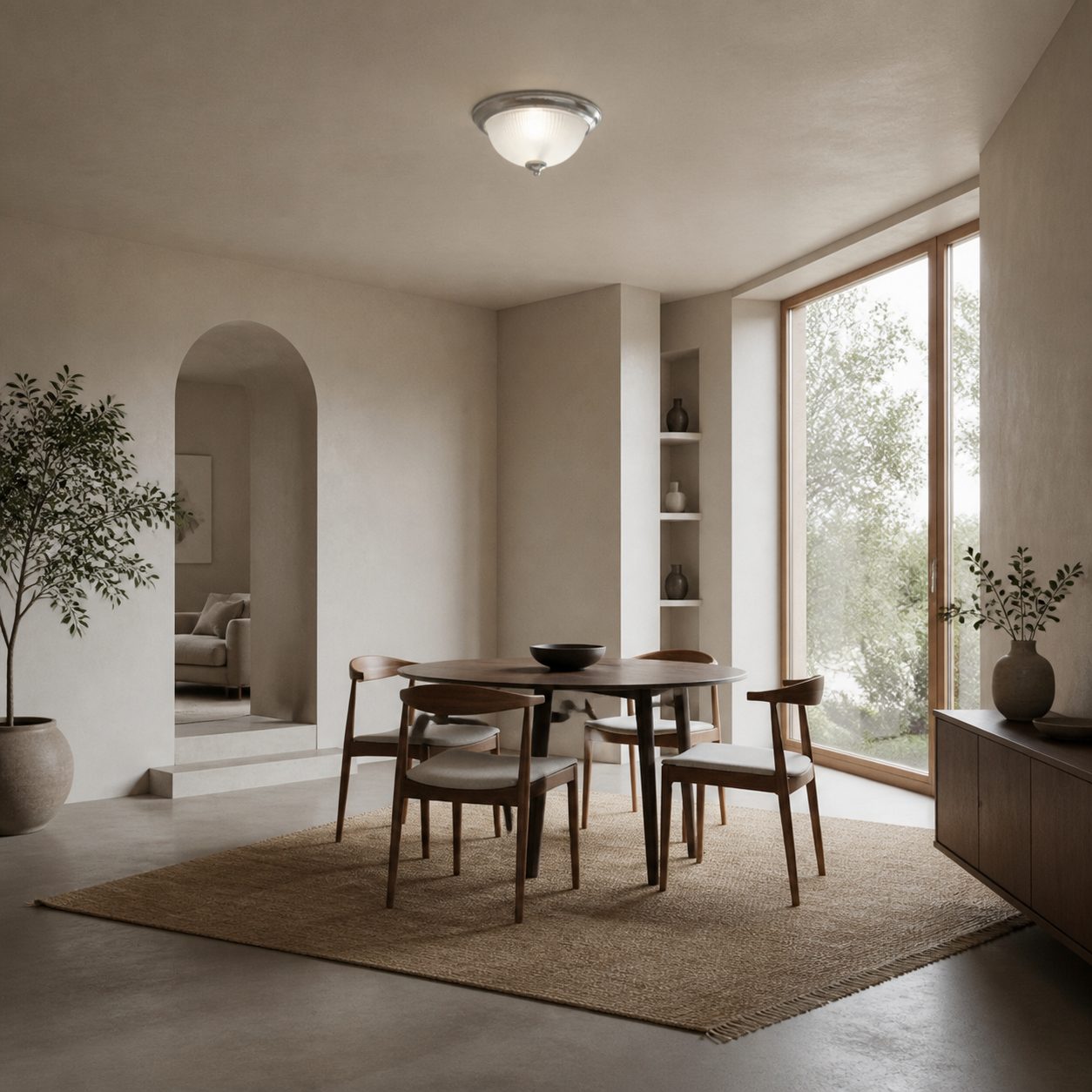 TF Vintora Modern Flush Ceiling Light – Ribbed Glass and Metal Trim for Kitchens or Hallways