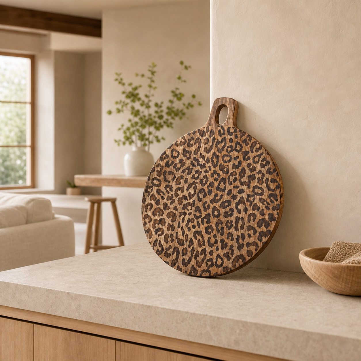 Lepwood Premium Leopard Print Sapele Wood Chopping Serving Board for Table Styling and Entertaining