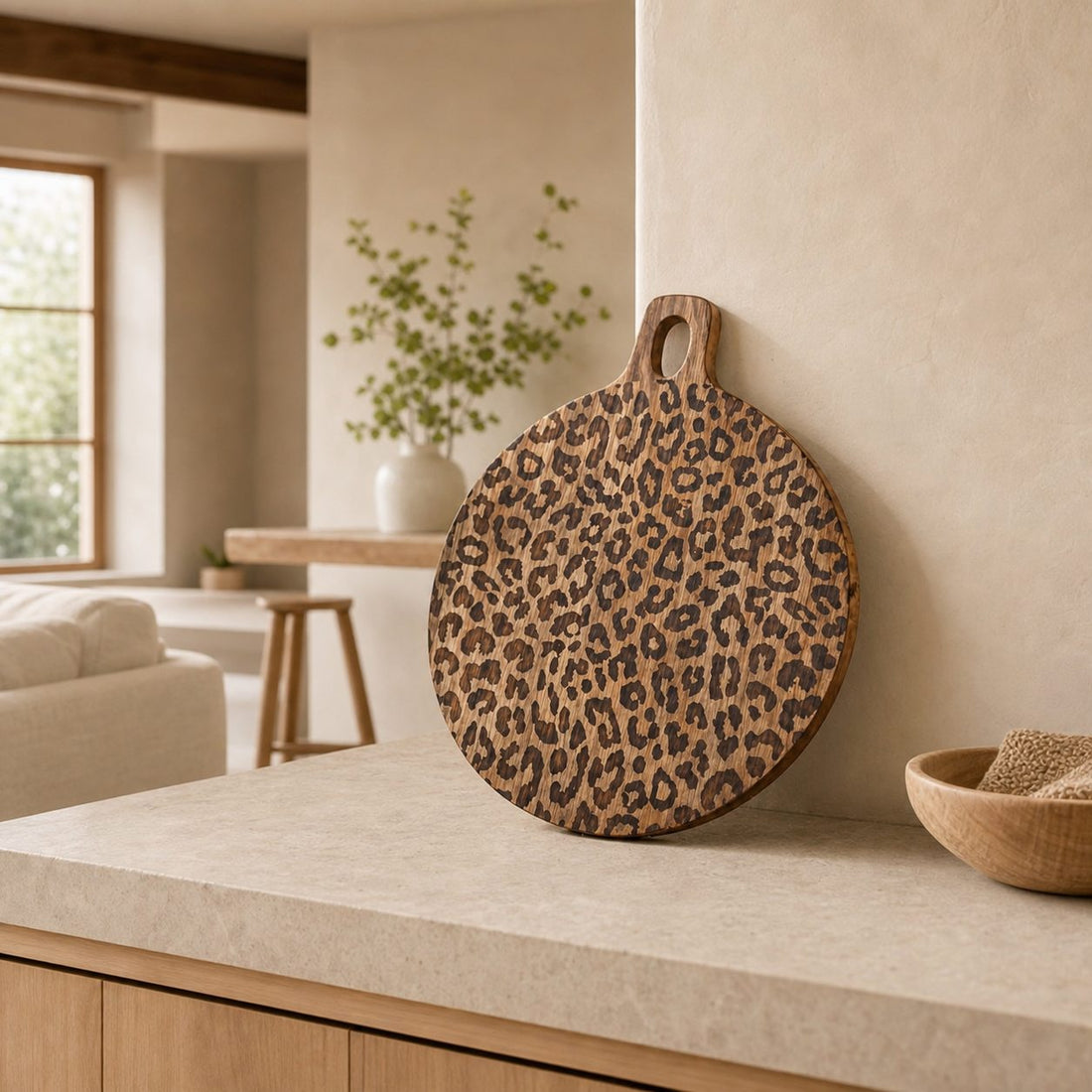 Lepwood Premium Leopard Print Sapele Wood Chopping Serving Board for Table Styling and Entertaining