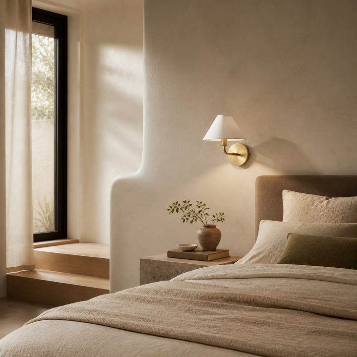 Diora Wall Sconce Light - Modern Brass Fixture with Elegant Shade