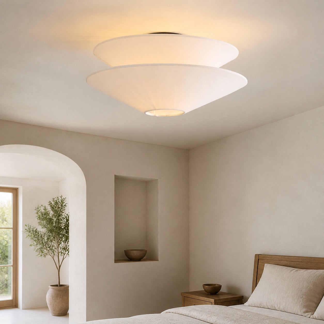Solivara Flushmount Recessed Milky White Glass Simple Ceiling Lamp