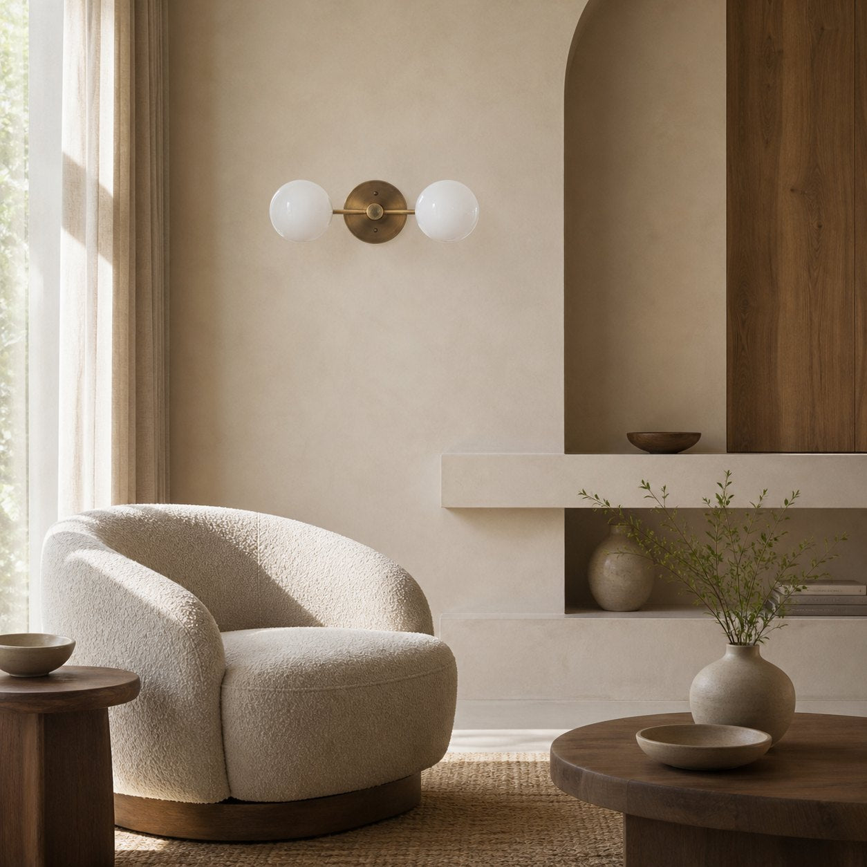 Glorica Glass Vanity Light - Modern Brass Wall Sconce for Bathroom Style