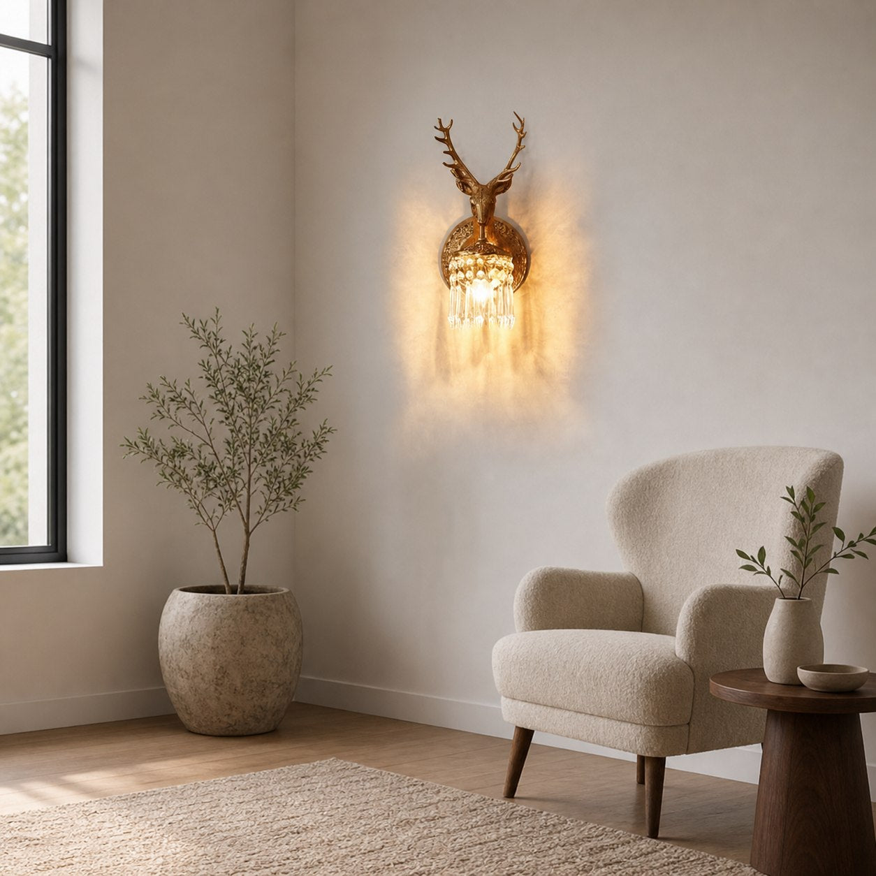 Antler Crystal Wall Lamp