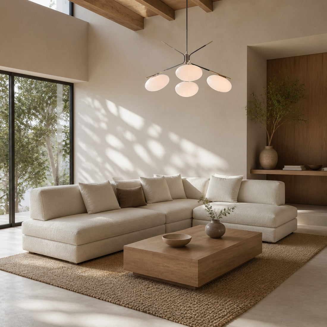 Brimush Flattened-Globe Pendant Lamp – Minimalist Architectural Form