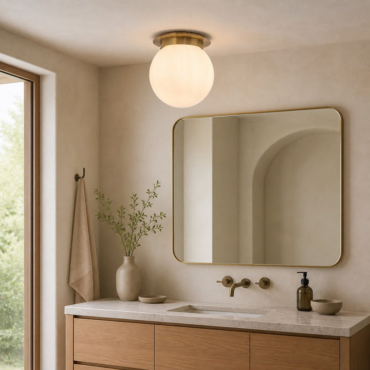 Rivolence Flush Mount Ceiling Fixture - Minimal Globe Brass Lighting