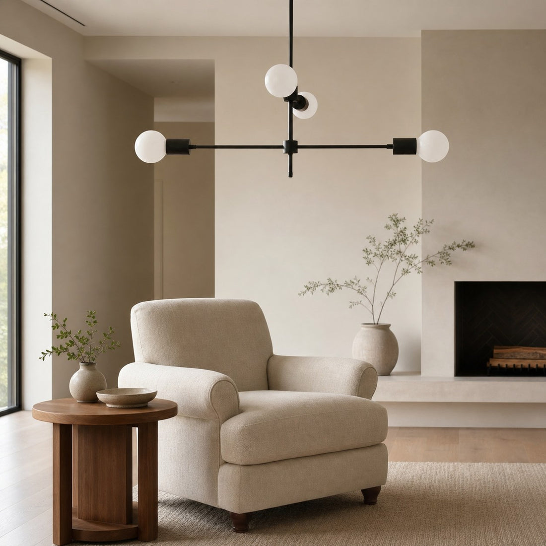Mobilux Line Black and Brass Chandelier - Contemporary Globe Ceiling Hanging Light