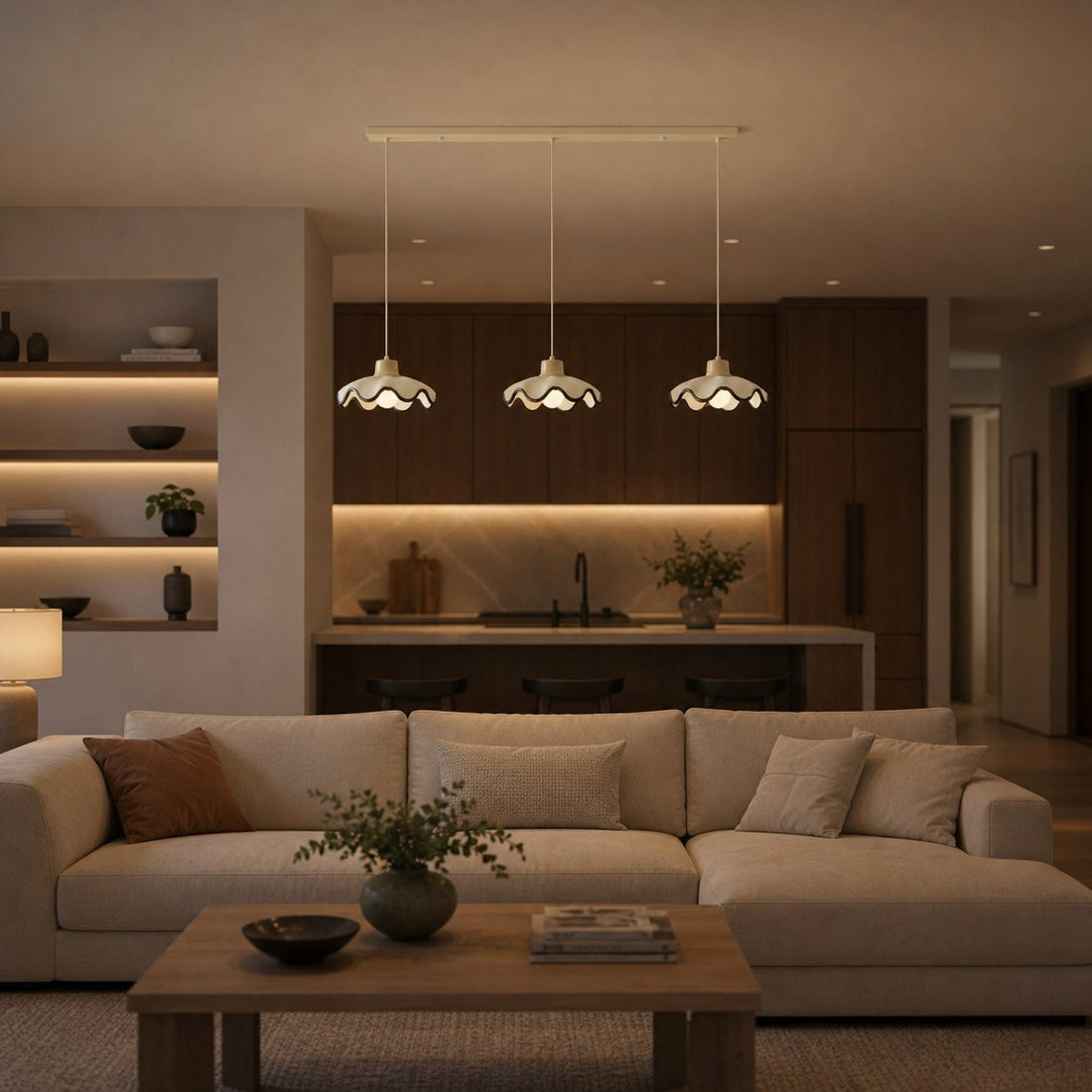 Moliro Scalloped Pendant Light - Modern Wavy Lighting for Dining Room