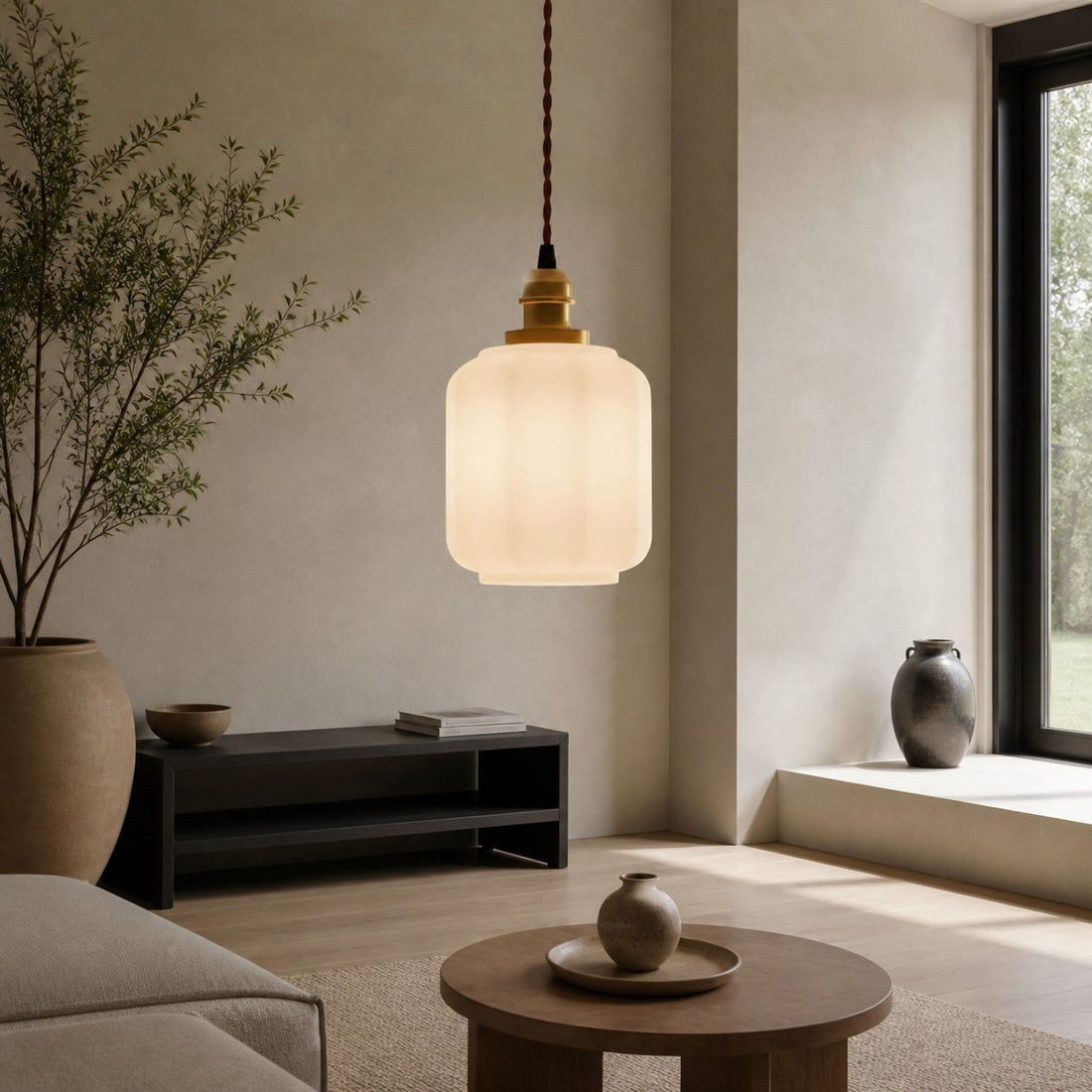 Glassora Creative Glass Lantern Pendant Lamp - Stylish Hanging Light for Kitchen or Bedroom U15