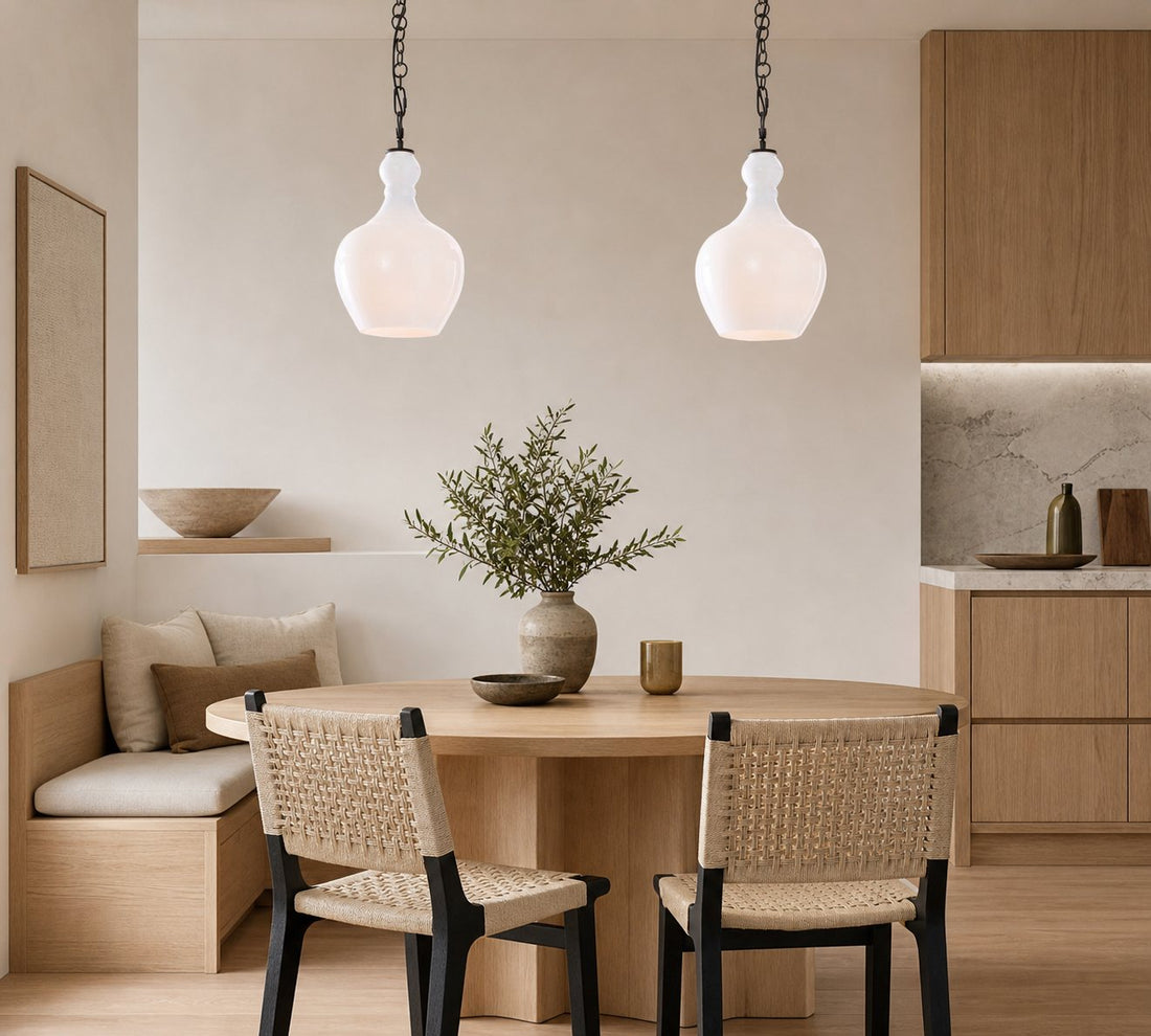 Lawson Glass Pendant Light - Recycled & Milk Glass with Bronze Accent