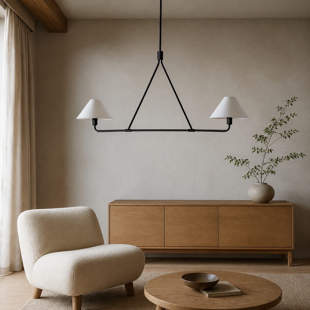 Diora Pendant Light -  Modern Metal Fixture with Linen Shades