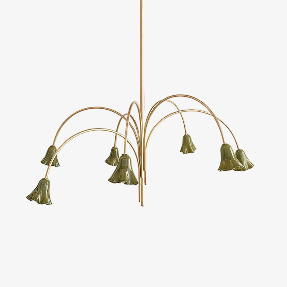 Bellina Modern Romantic Chandelier - Botanical Lily Design with Glass Flowers