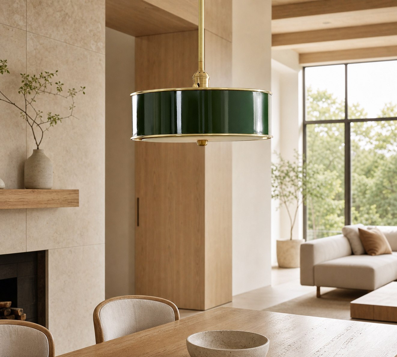 Forvara Metal Drum Pendant Light - Farmhouse Style Kitchen Island Lighting