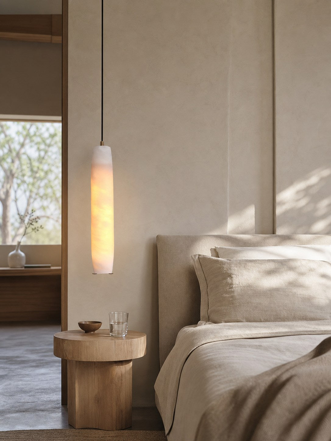 Alabaster Flute Pendant Light