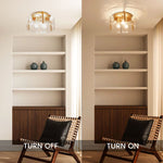 Load image into Gallery viewer, Modern Drum Water Ripple Ceiling Light - Glass Flush Mount Light
