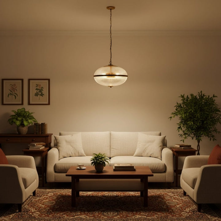 Luntra Contemporary Multi-Light Pendant with Textured Glass for Bedrooms and Hallways