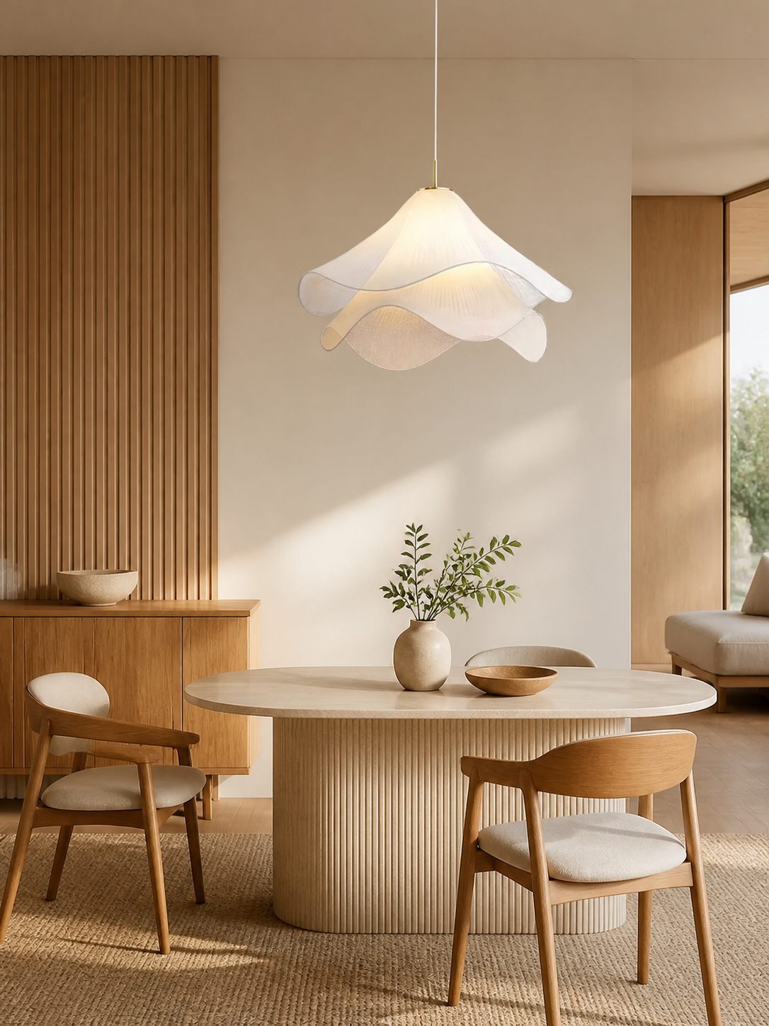 Ethereal Bloom French Floral Pleated Fabric Pendant Light