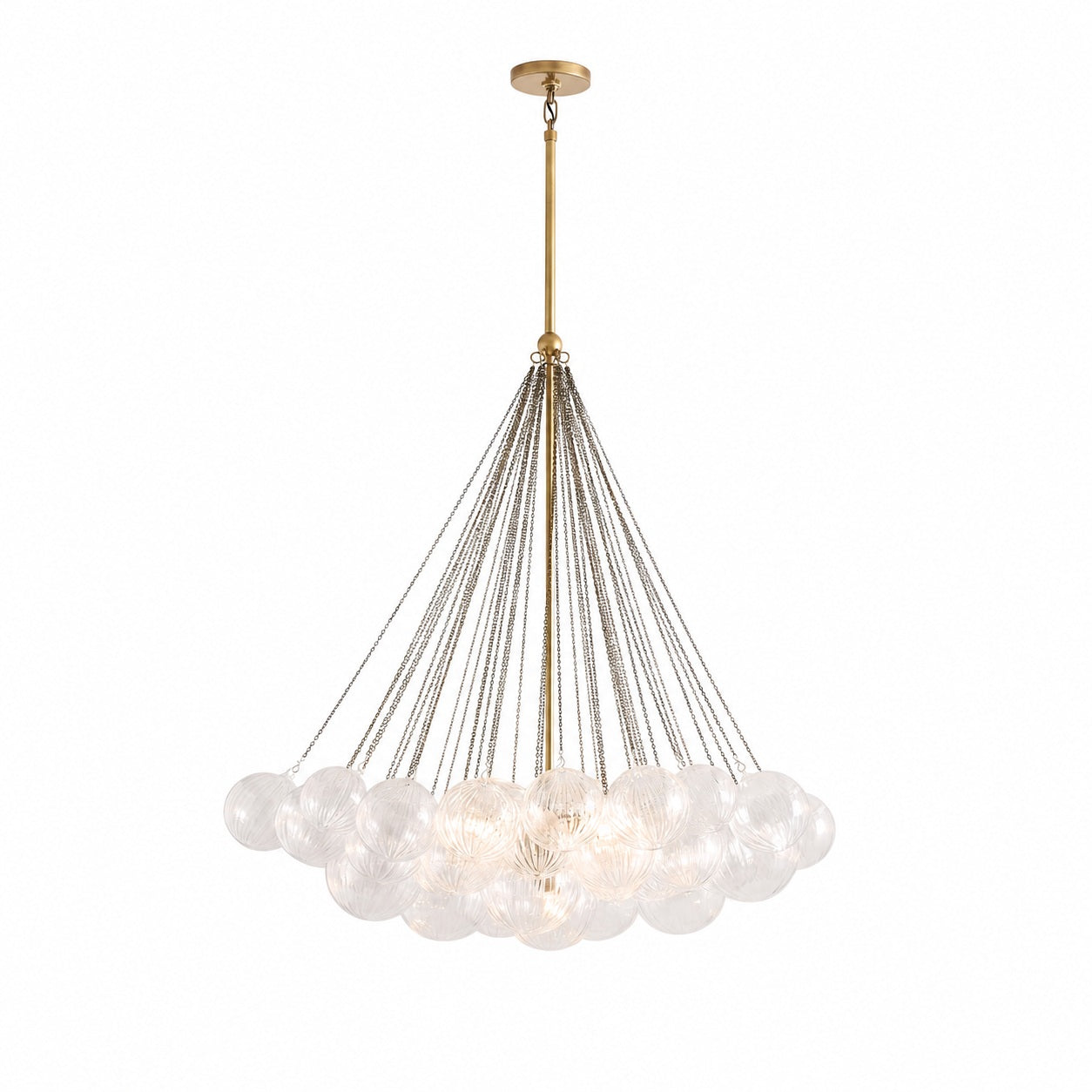 Bravira Glass Bubbled Chandelier - Vintage Brass Oval Glass Lighting