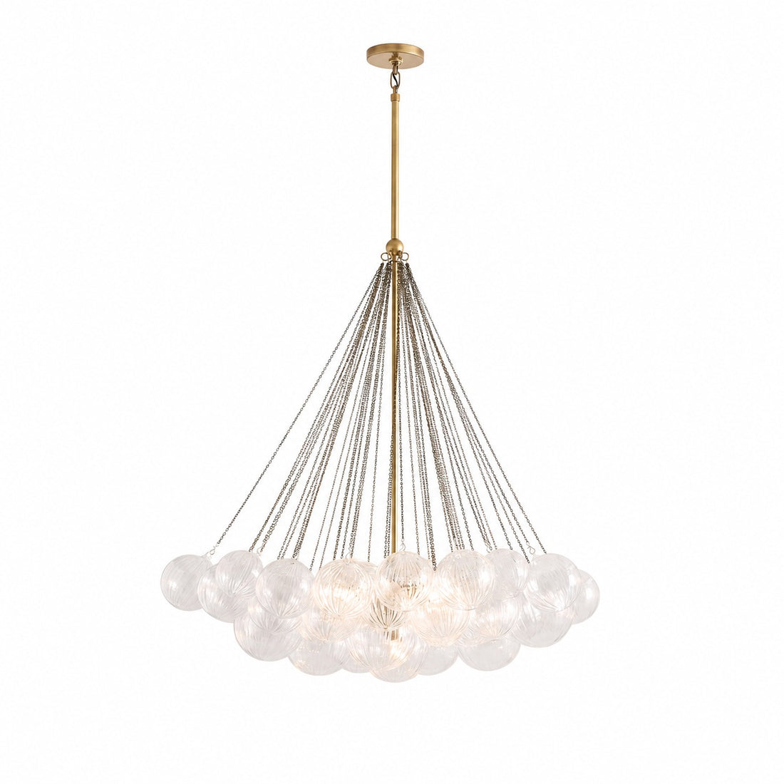 Bravira Glass Bubbled Chandelier - Vintage Brass Oval Glass Lighting